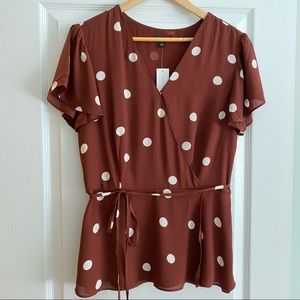 Anne Taylor polka dot mock wrap